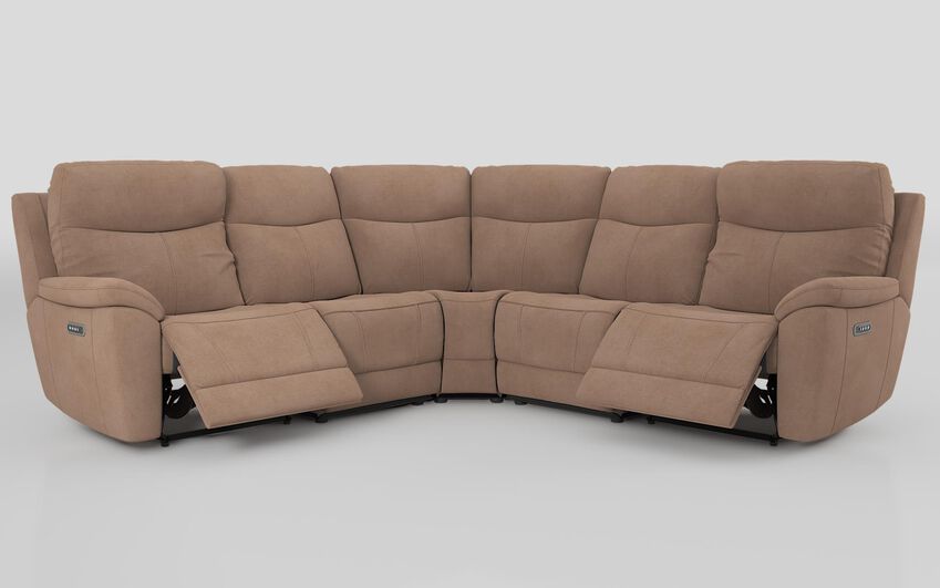 Beige Fabric Eldwick 3 Corner 3 Power Sofa with Head Tilt