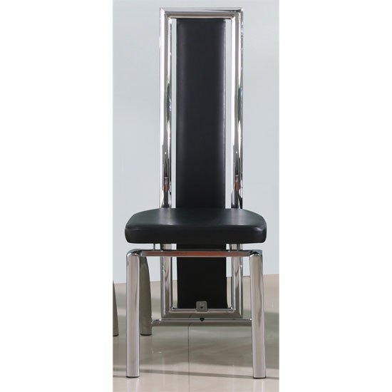 Chicago Dining Chair In Black Faux Leather With Chrome Legs
