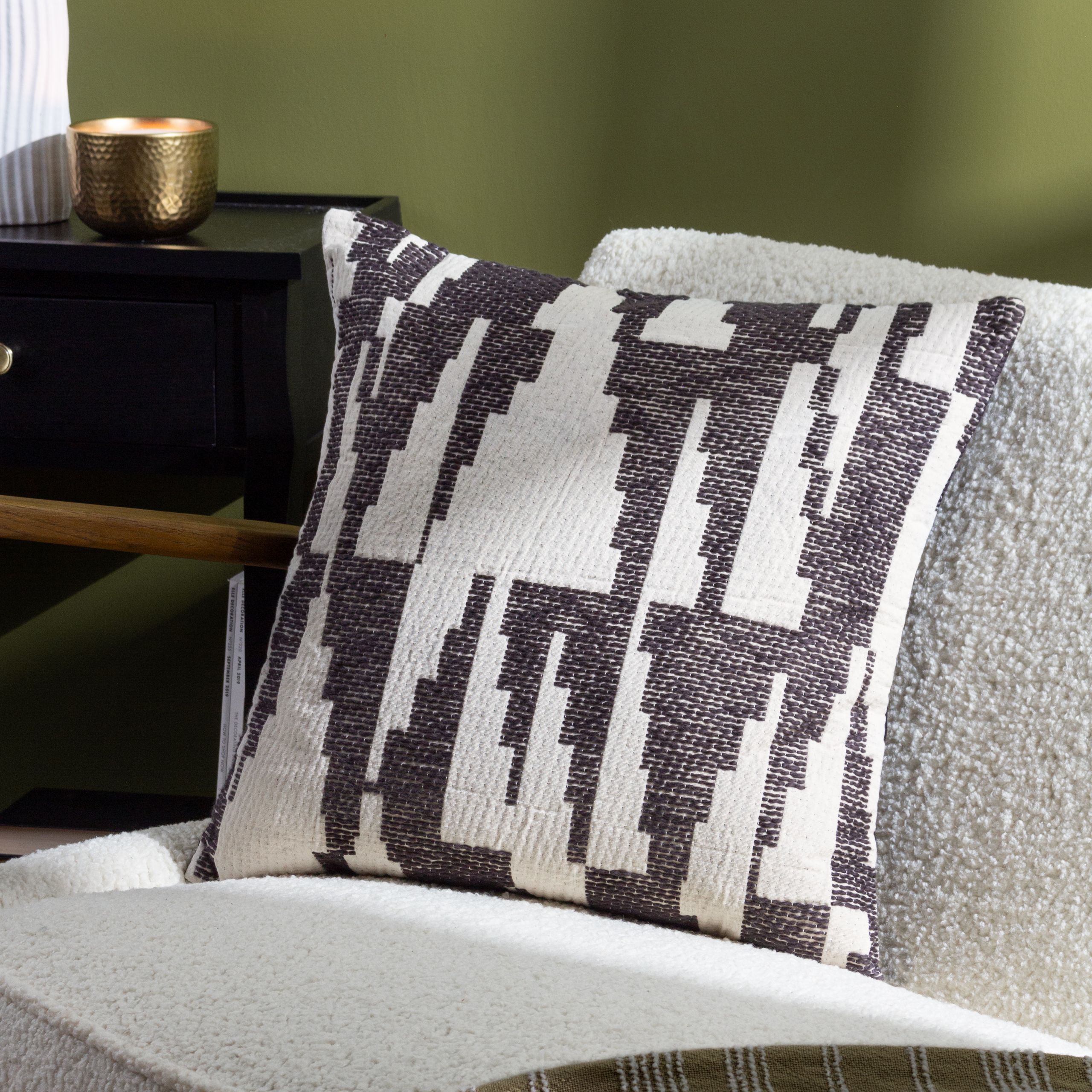 HOEM Ibizia Abstract 100% Cotton Cushion in Black