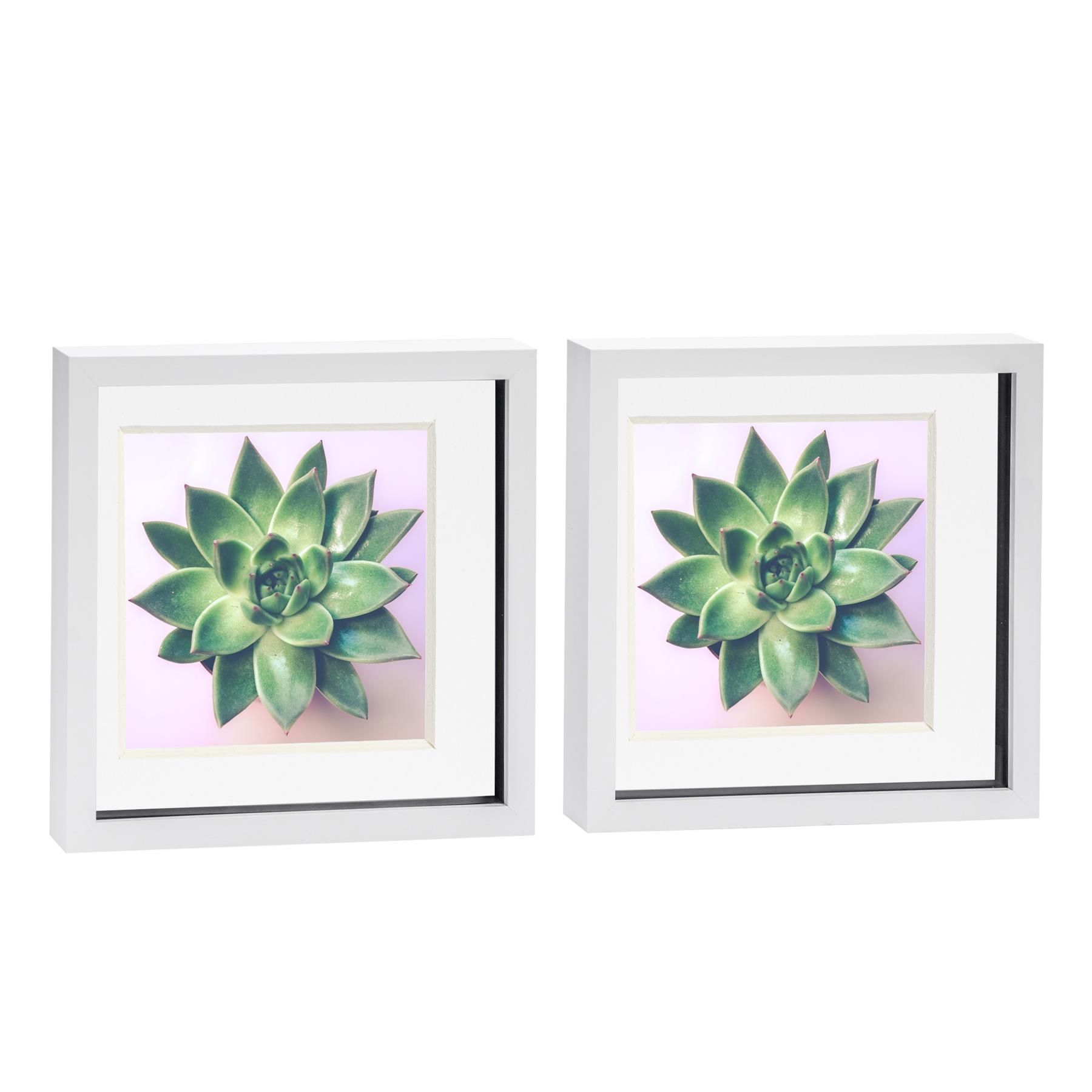 Nicola Spring 3D Box Photo Frames - 10 x 10" with 8 x 8" Mount - Black Mount - Pack of 2 in White