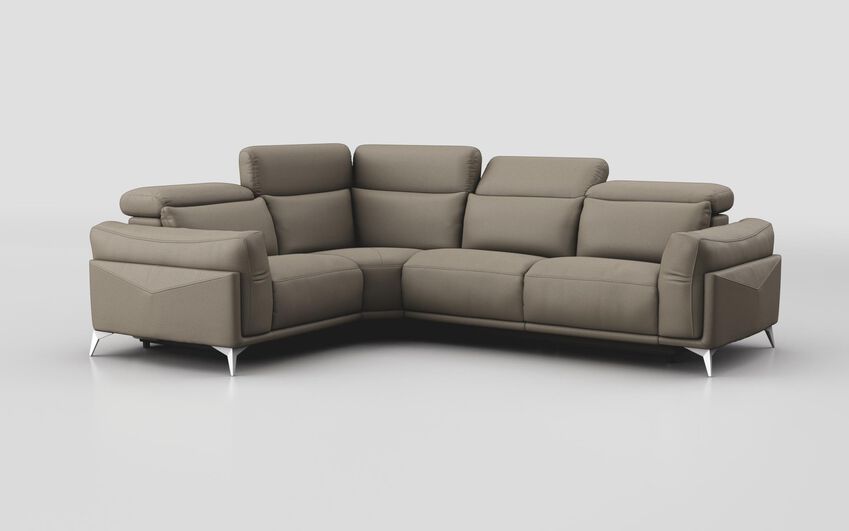 Brown Fabric Gattolino 1 Corner 2 Sofa with Manual Head Tilt