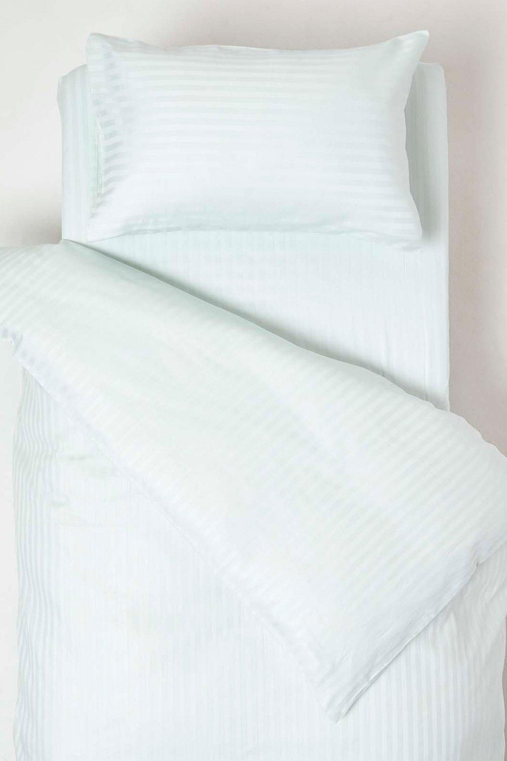 Homescapes Cotton Stripe Cot Bed Duvet Cover Set 330 Thread Count in Blue