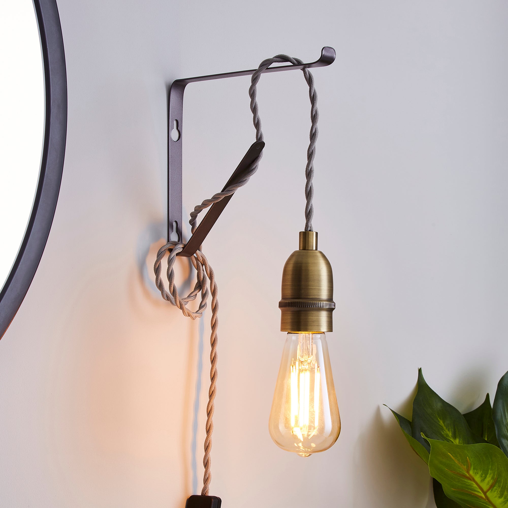 Marsden Plug in Flex Set Pewter Industrial Antique Brass