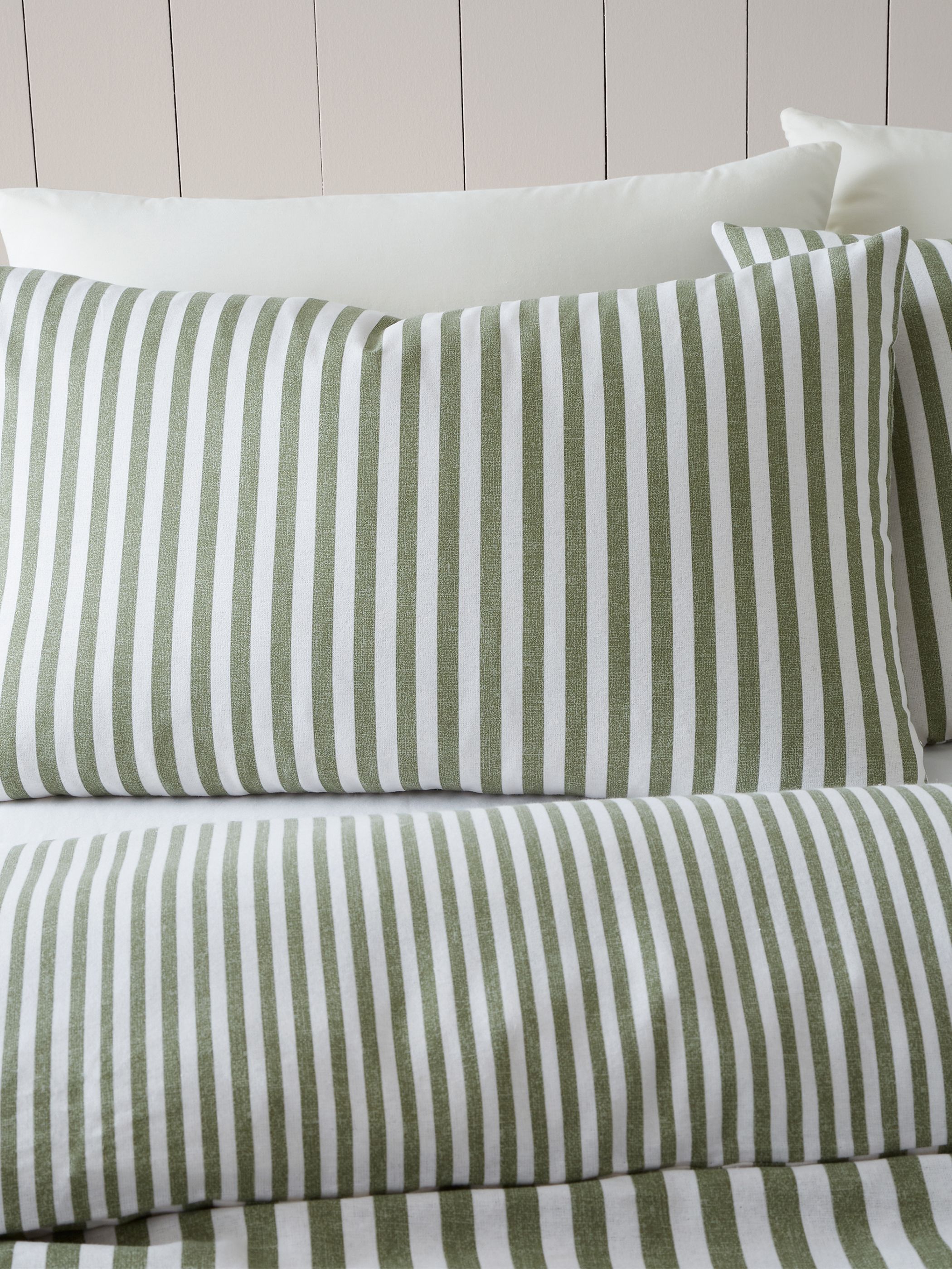 Catherine Lansfield Brushed Stripe 100% Cotton Duvet Cover Set in Green 3