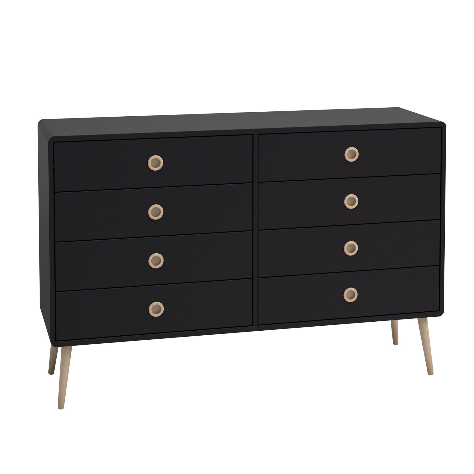 Softline 8 Drawer Wide Chest Black