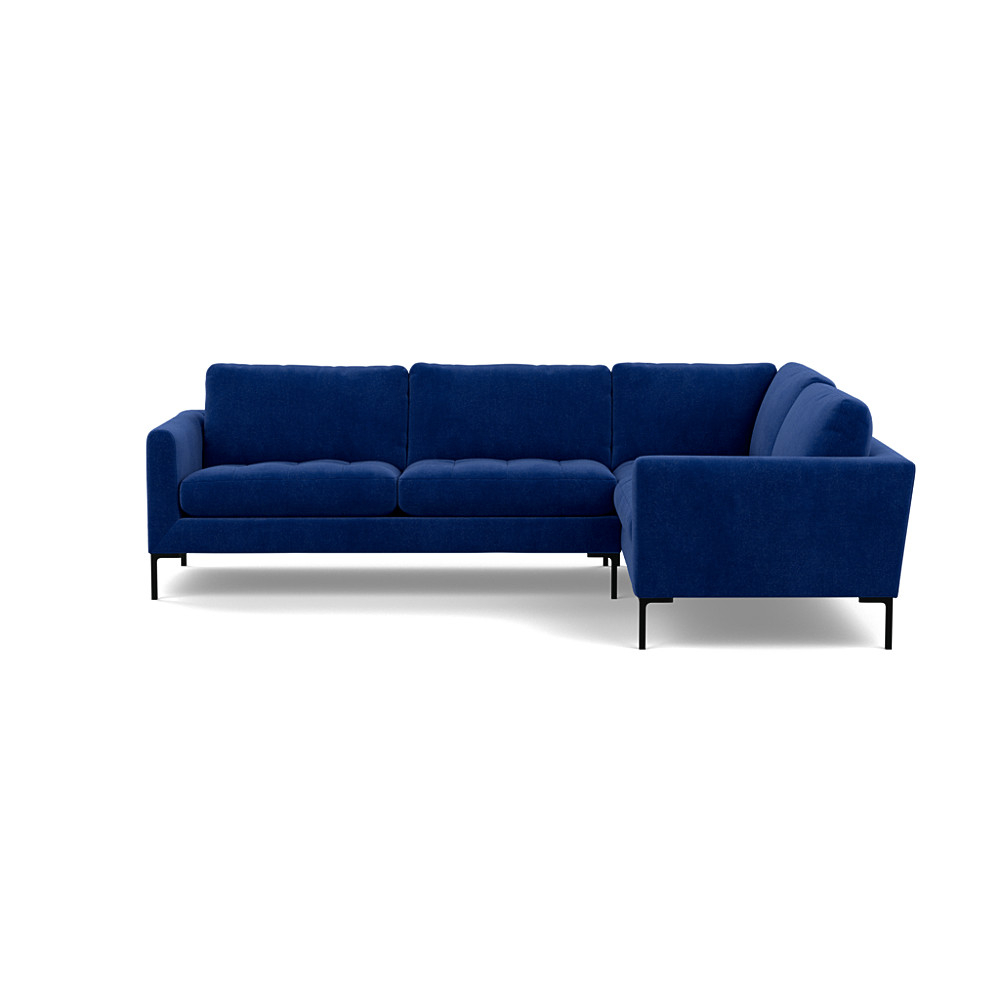 Heal's Eton Right Hand Facing Corner Sofa Smart Luxe Velvet Azure Black Feet