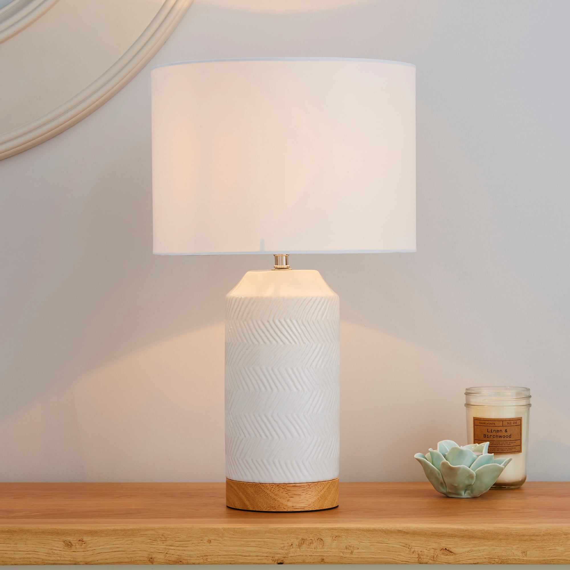 Bibi Ceramic White Table Lamp Cream