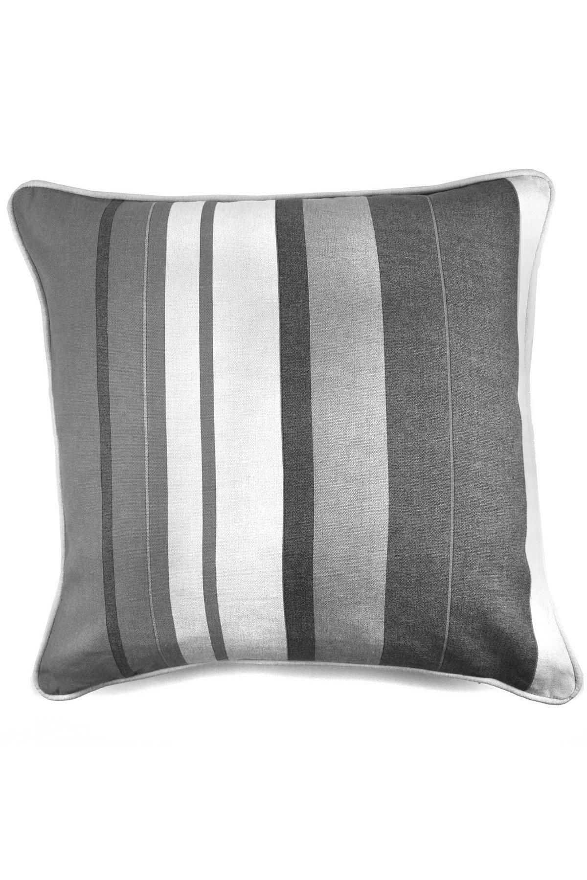 Fusion 'Whitworth Stripe' Modern Striped Filled Cushion 100% Cotton in Grey