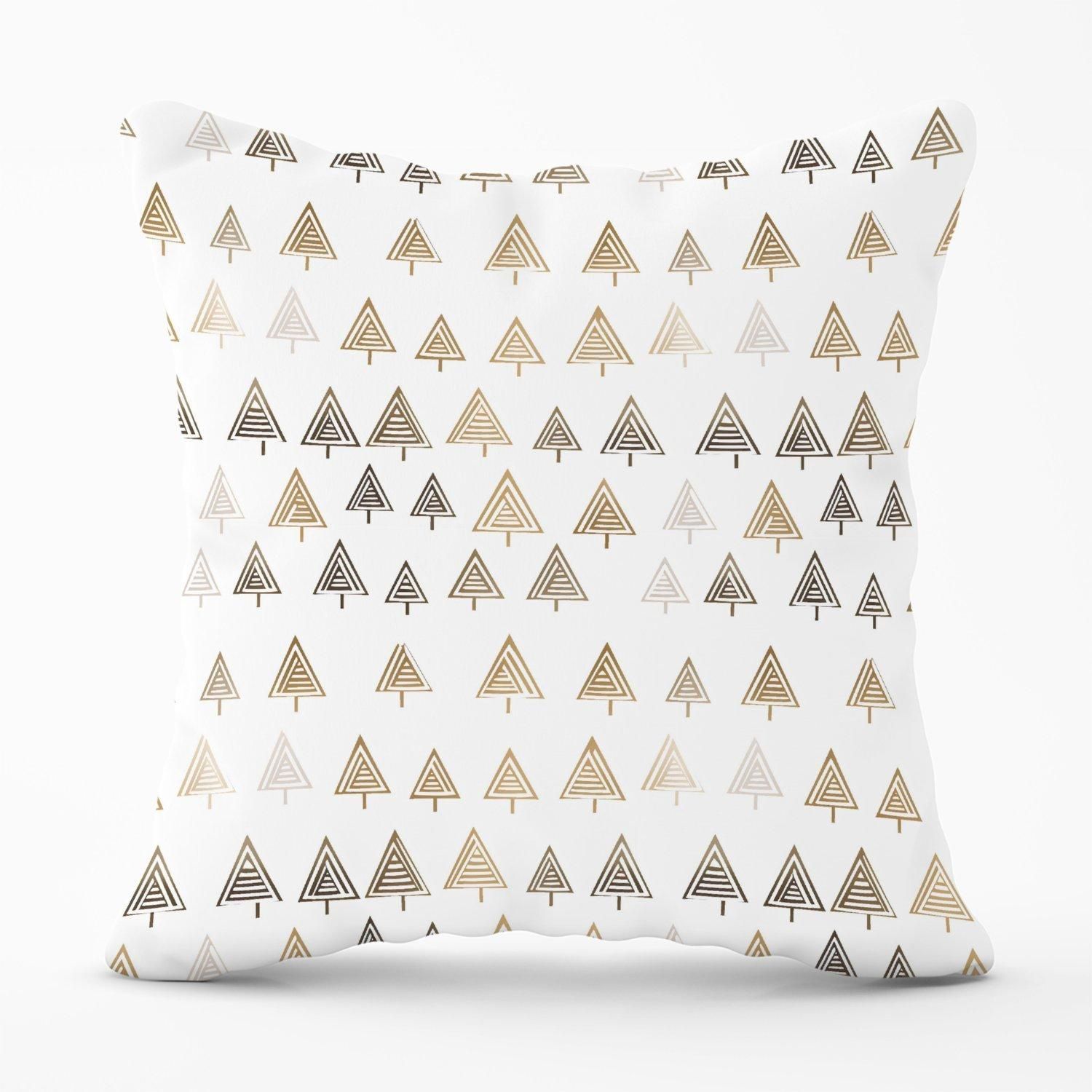 Warren Reed - Designer Geometric Christmas Tree Pattern Outdoor Cushion in White