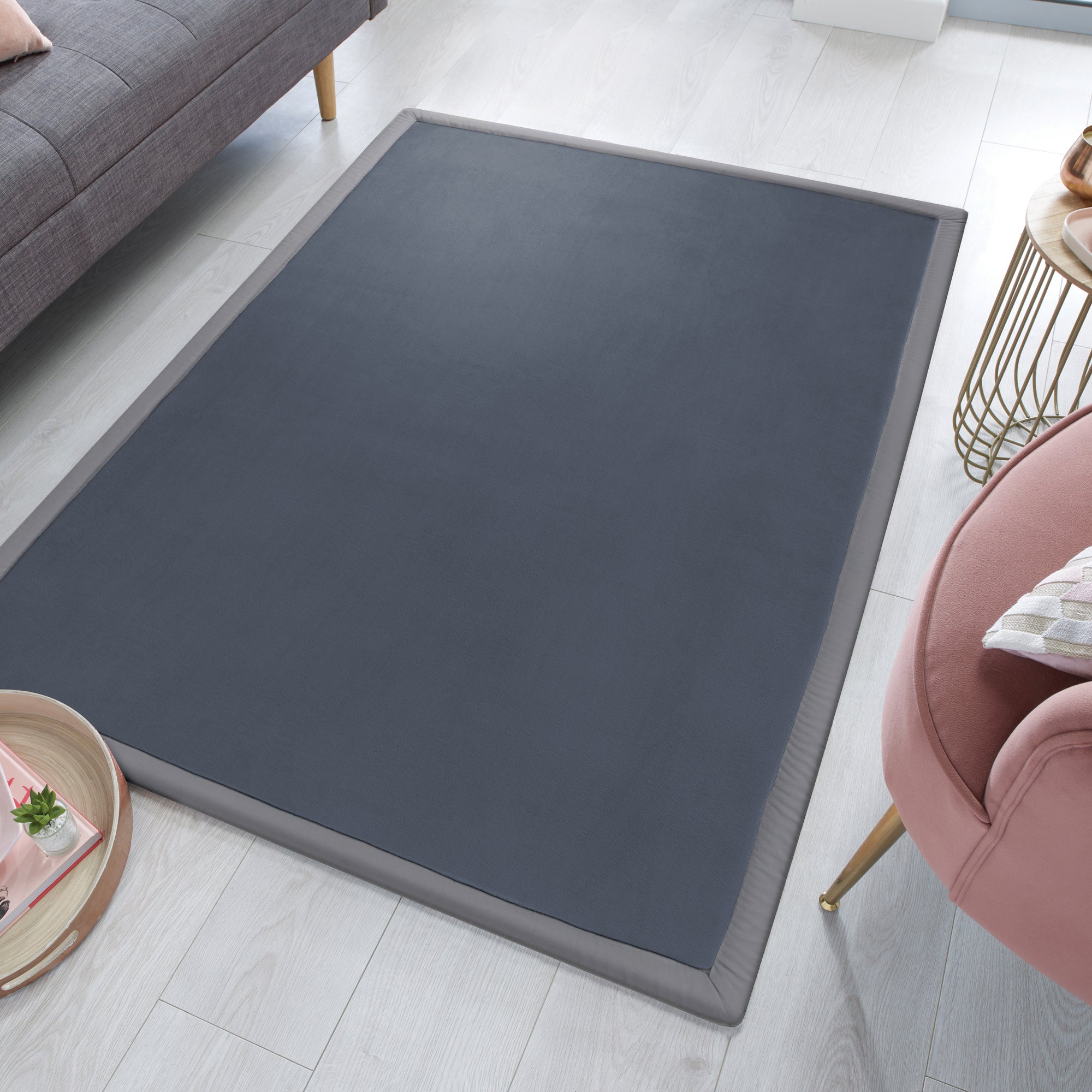 Keira Memory Foam Rug Dark Grey