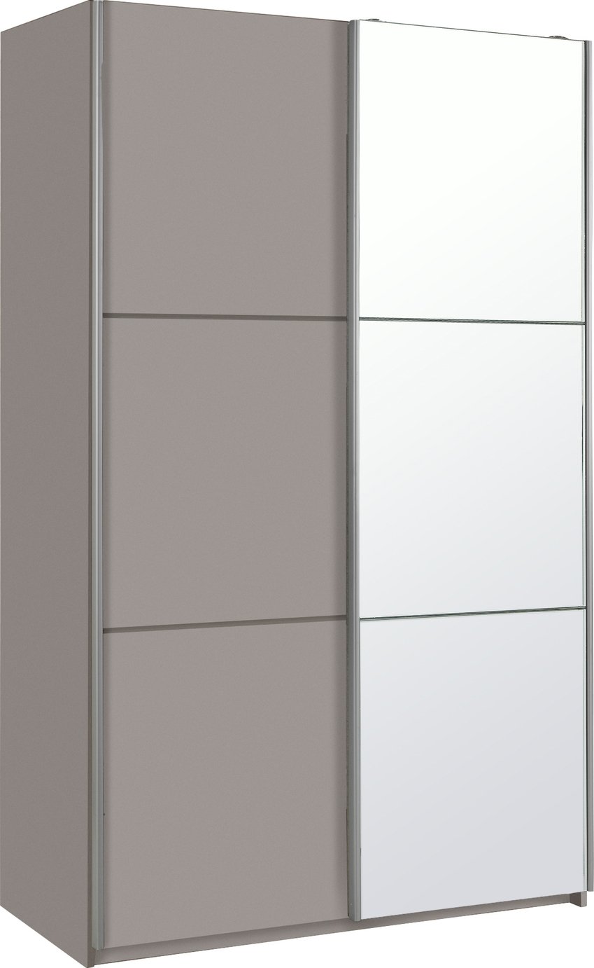 Habitat Holsted Small Grey Gloss & Mirror Wardrobe