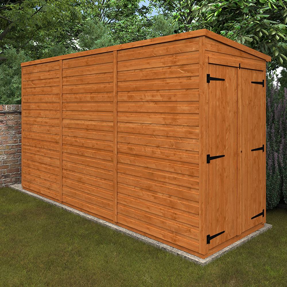 Buttercup Farm 12x4 Flex Pent Double Door Windowless 12mm Flex - L353.8xW115xH203 cm in Burnt Orange 2