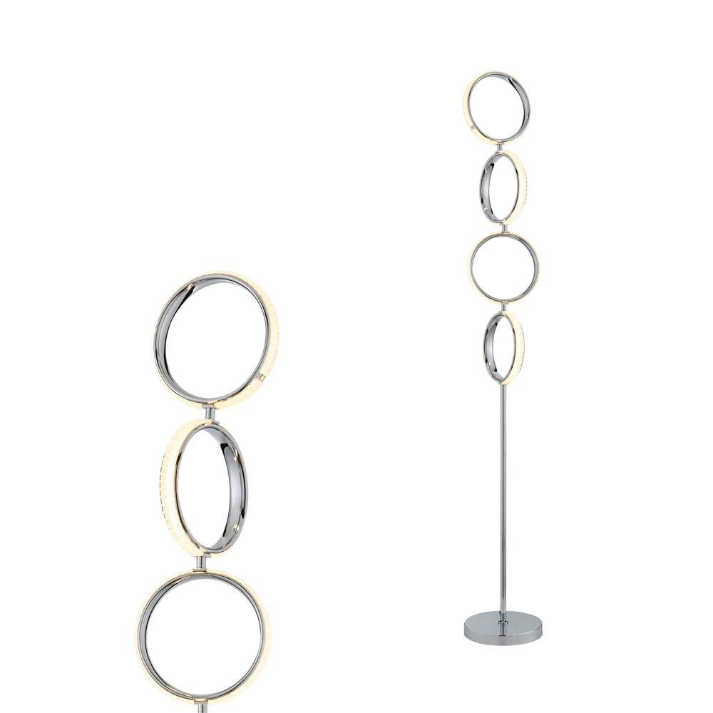 Lena Ring LED Floor Lamp, Chrome