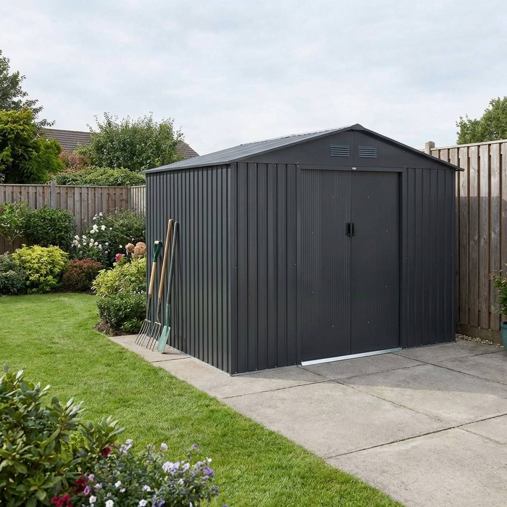 sweeek (8.7 X 10.1ft) 8.95m² Metal Garden Storage Shed in Grey