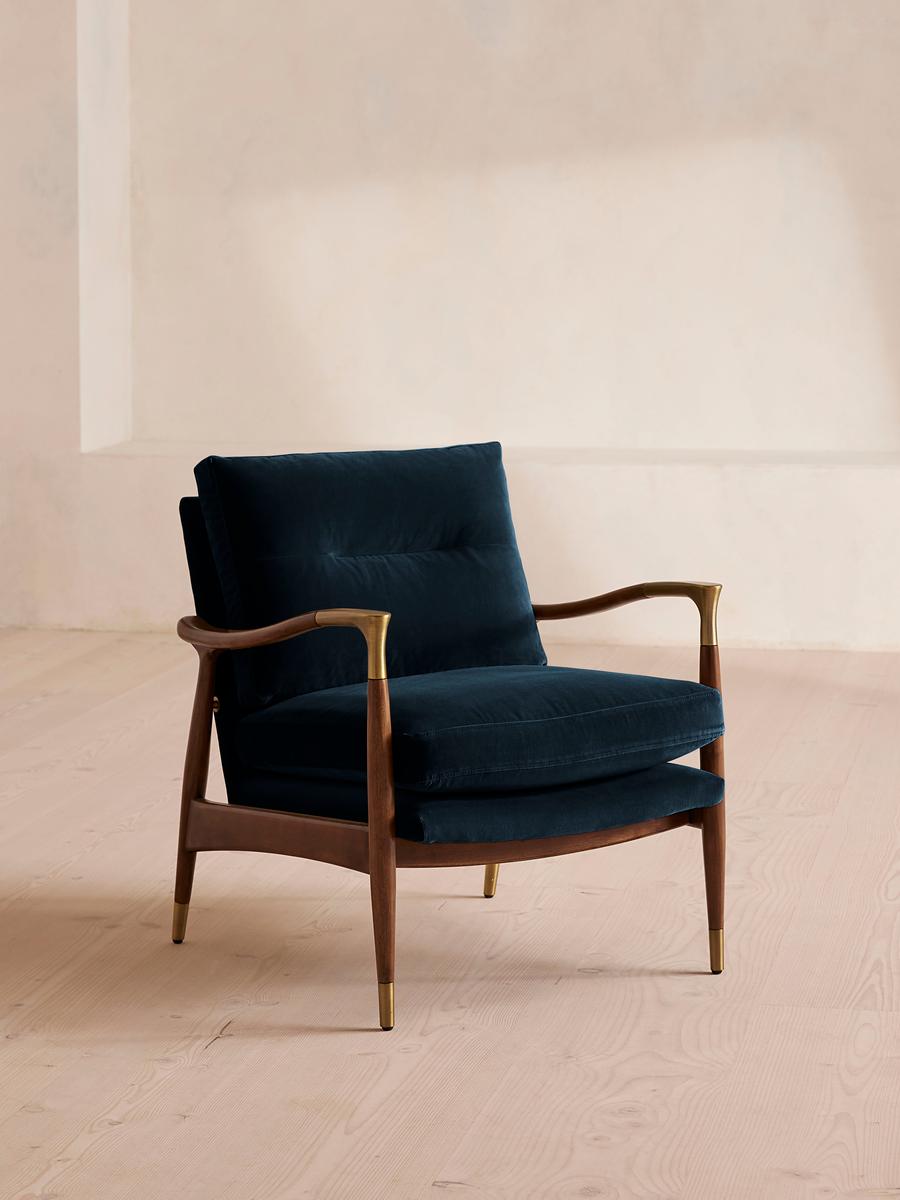 Theodore Armchair, Velvet, Royal Blue