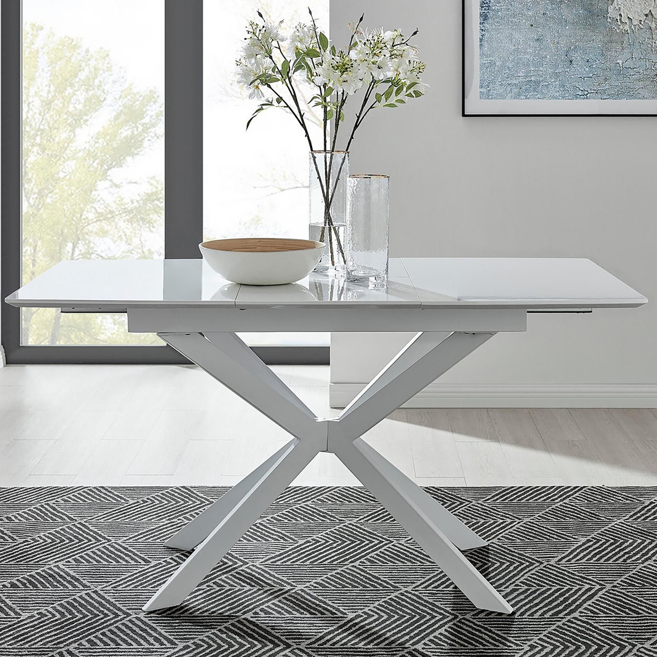 FurnitureboxUK Lira 120cm Rectangular Extending High Gloss 4-6 Seat Dining Table in White