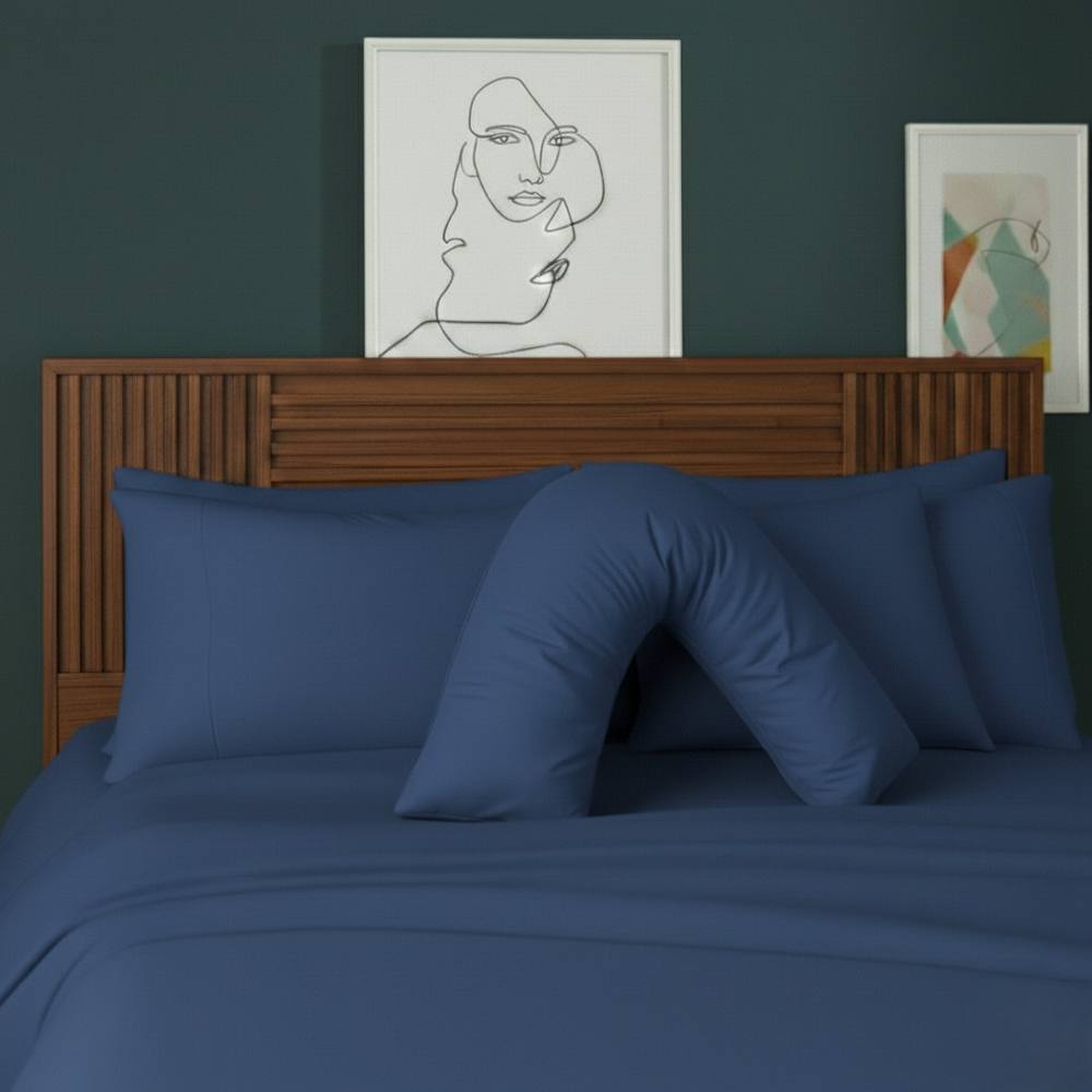 Snug City V Shape Pillowcase for Support Maternity Pillows Polycotton Easy Care in Mid Blue