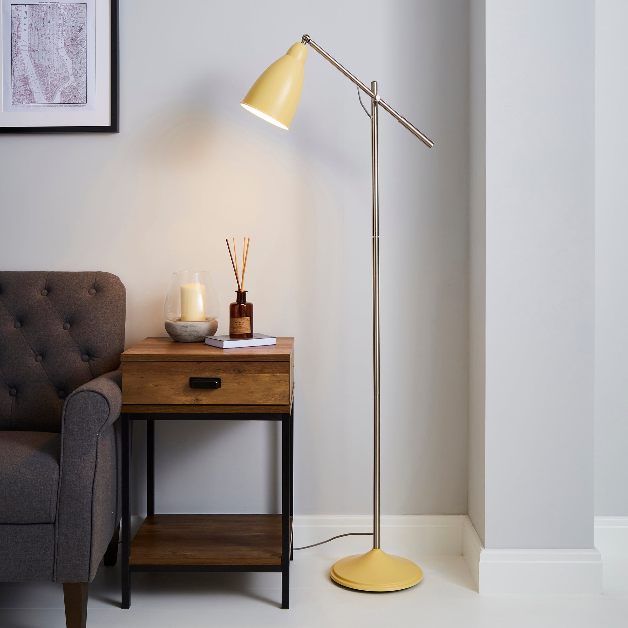 Robson Ochre Lever Arm Floor Lamp Ochre