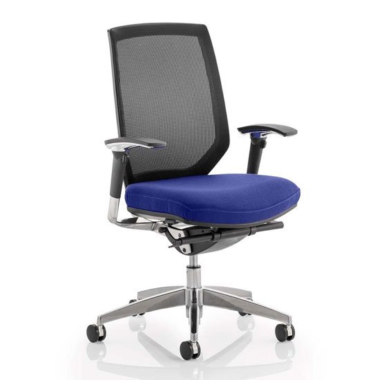 Midas Black Back Office Chair With Stevia Blue Seat