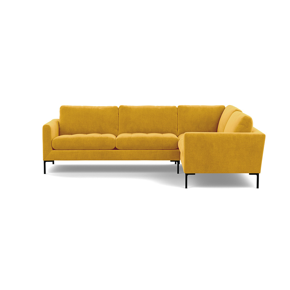 Heal's Eton Right Hand Facing Corner Sofa Smart Luxe Velvet Canary Black Feet