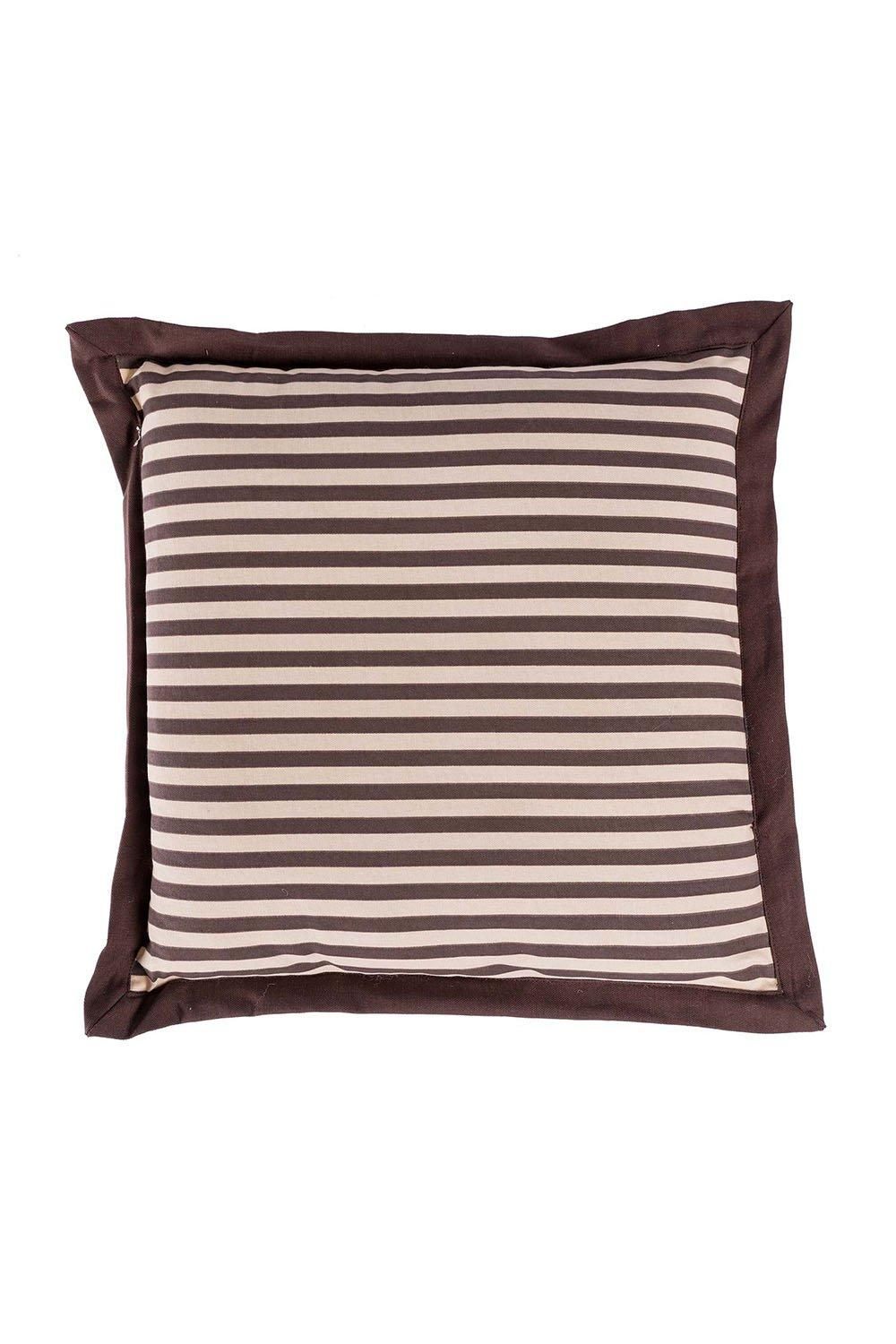 Homescapes Handmade Striped Seat Pad Soft Cotton Dining Chair Cushion in Brown