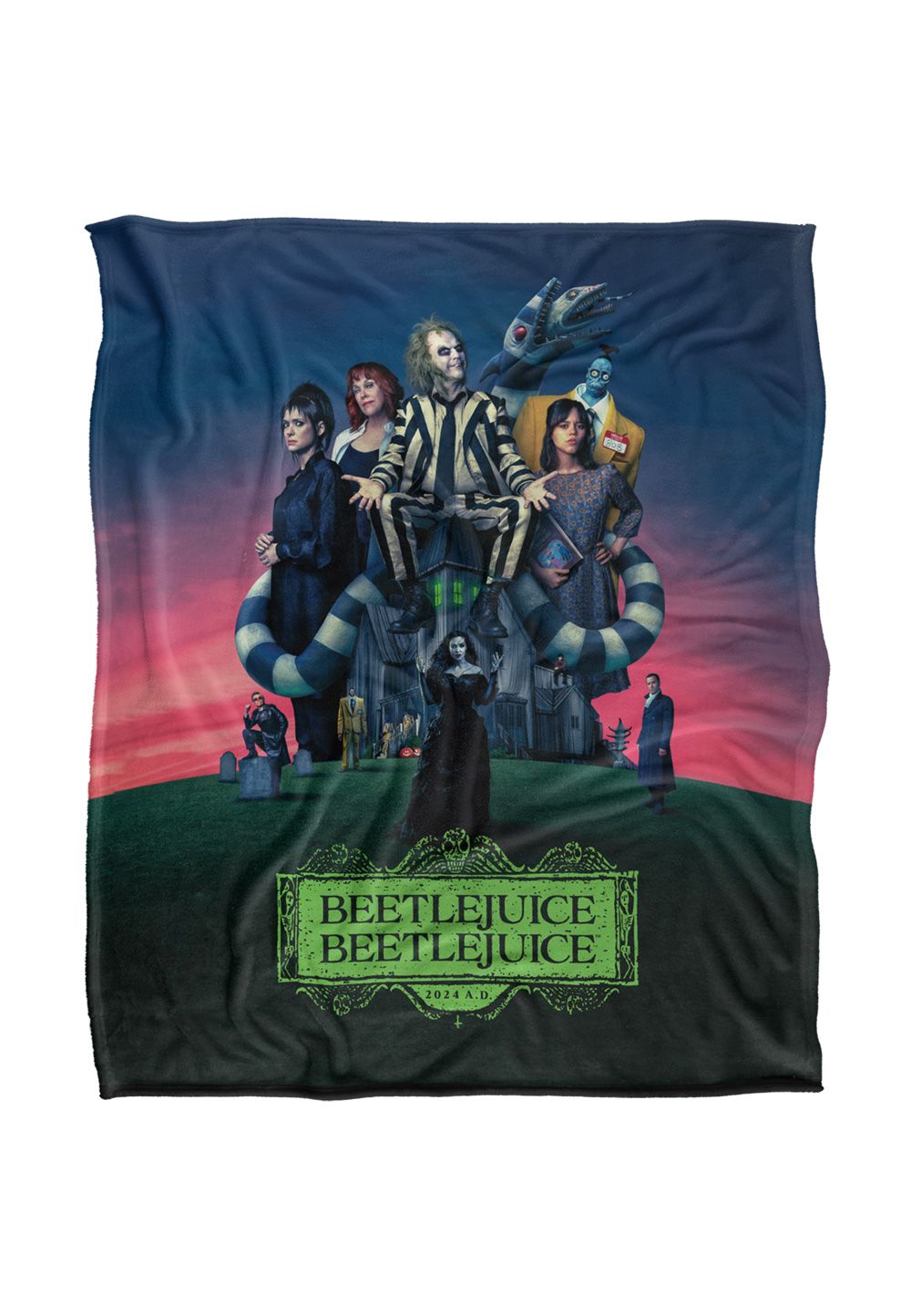 Warner Brothers Beetlejuice 50x60 Gangs All Here Silky Touch Super Soft Throw Blanket in White