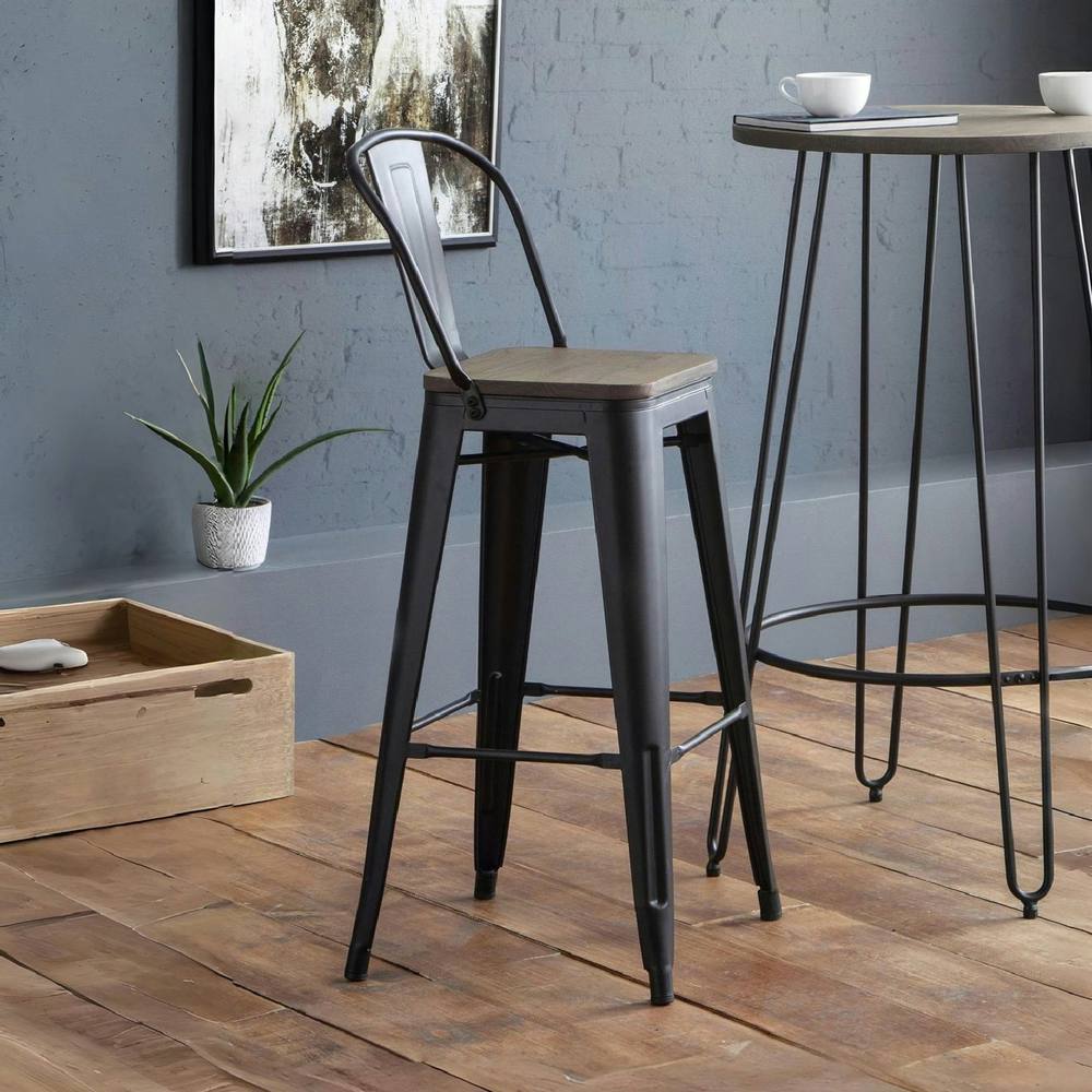 netfurniture Camden Metal Bar Stools (Set of 2) in Black