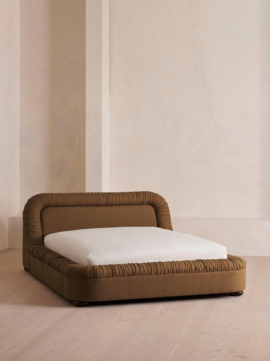 Vara Bed, Super King, Linen, Ochre