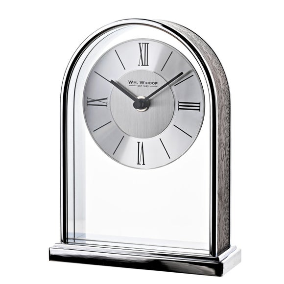 Widdop Chrome & Wood Veneer Mantel Clock