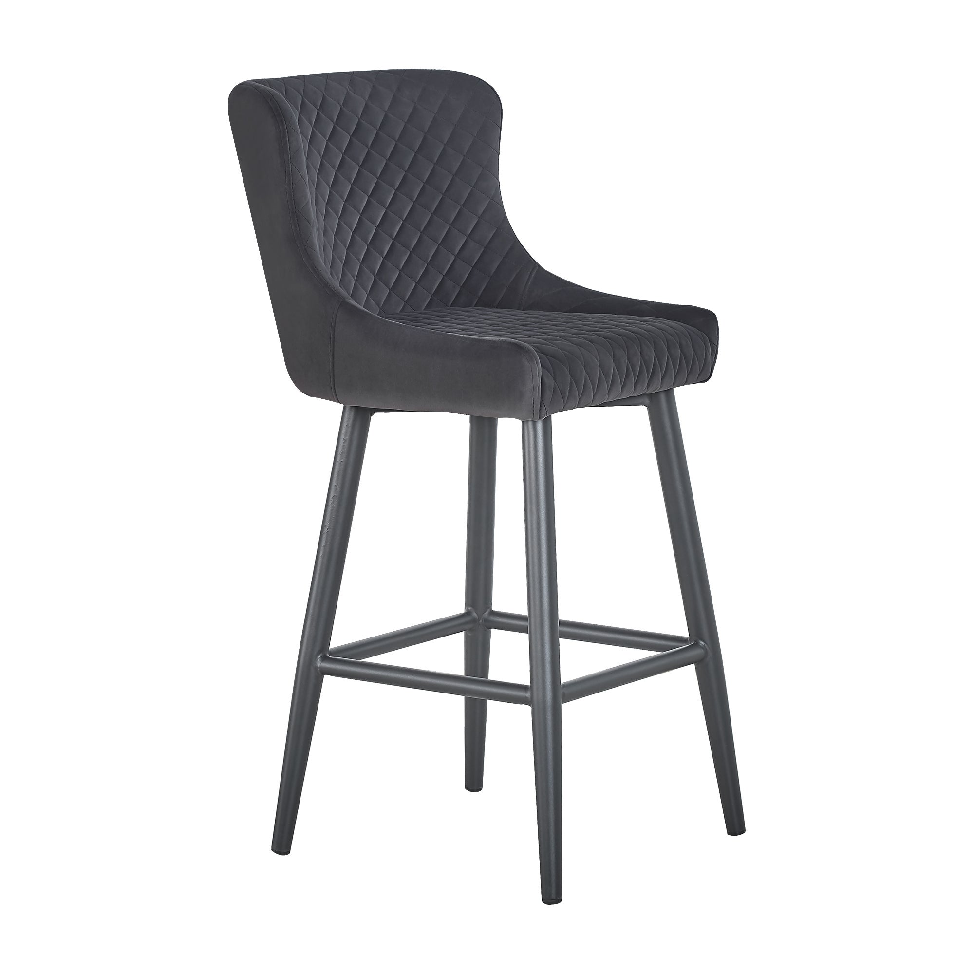 Montreal Velvet Bar Stool Charcoal