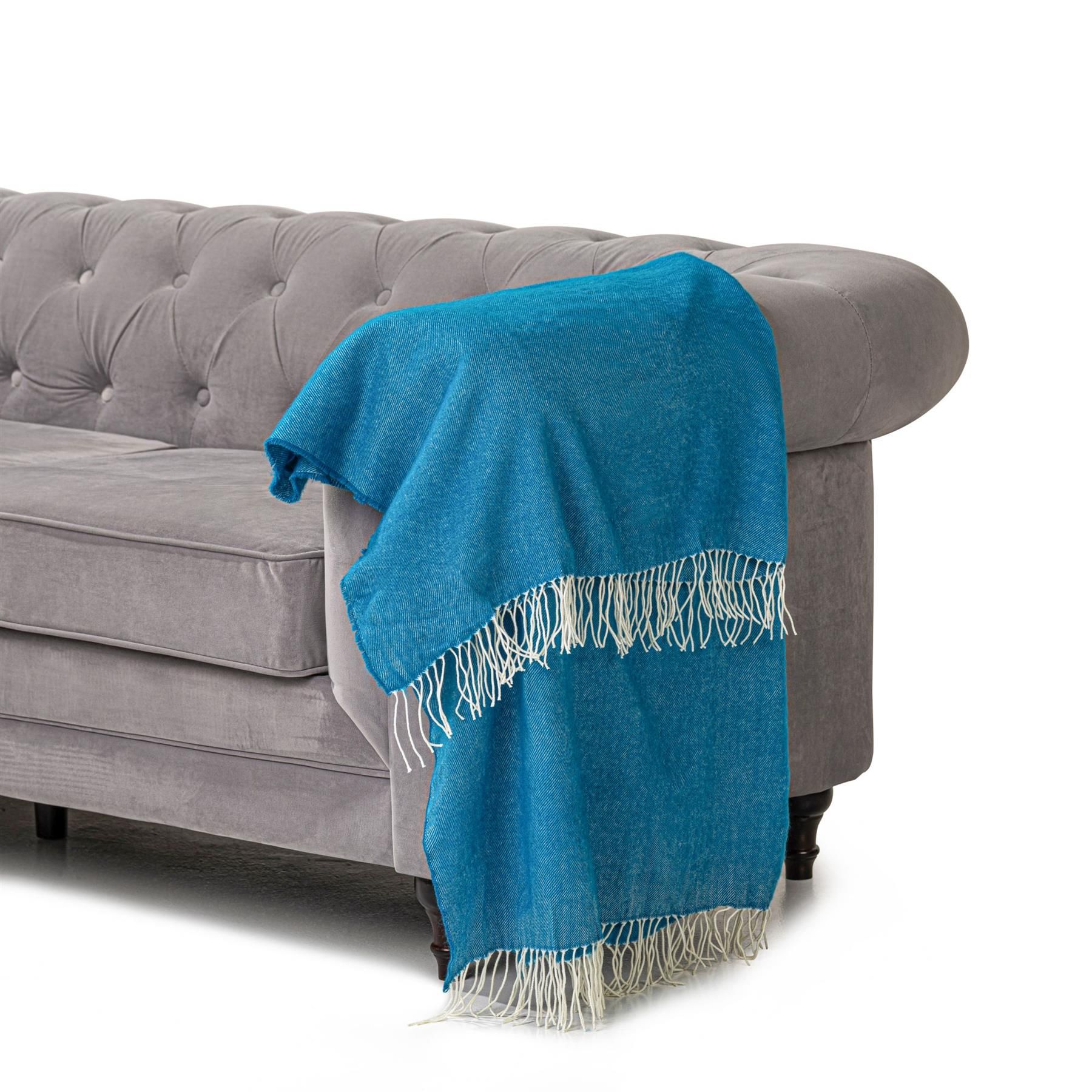 Luxury Living 100% Acrylic Throw - 150cm x 125cm - Aqua