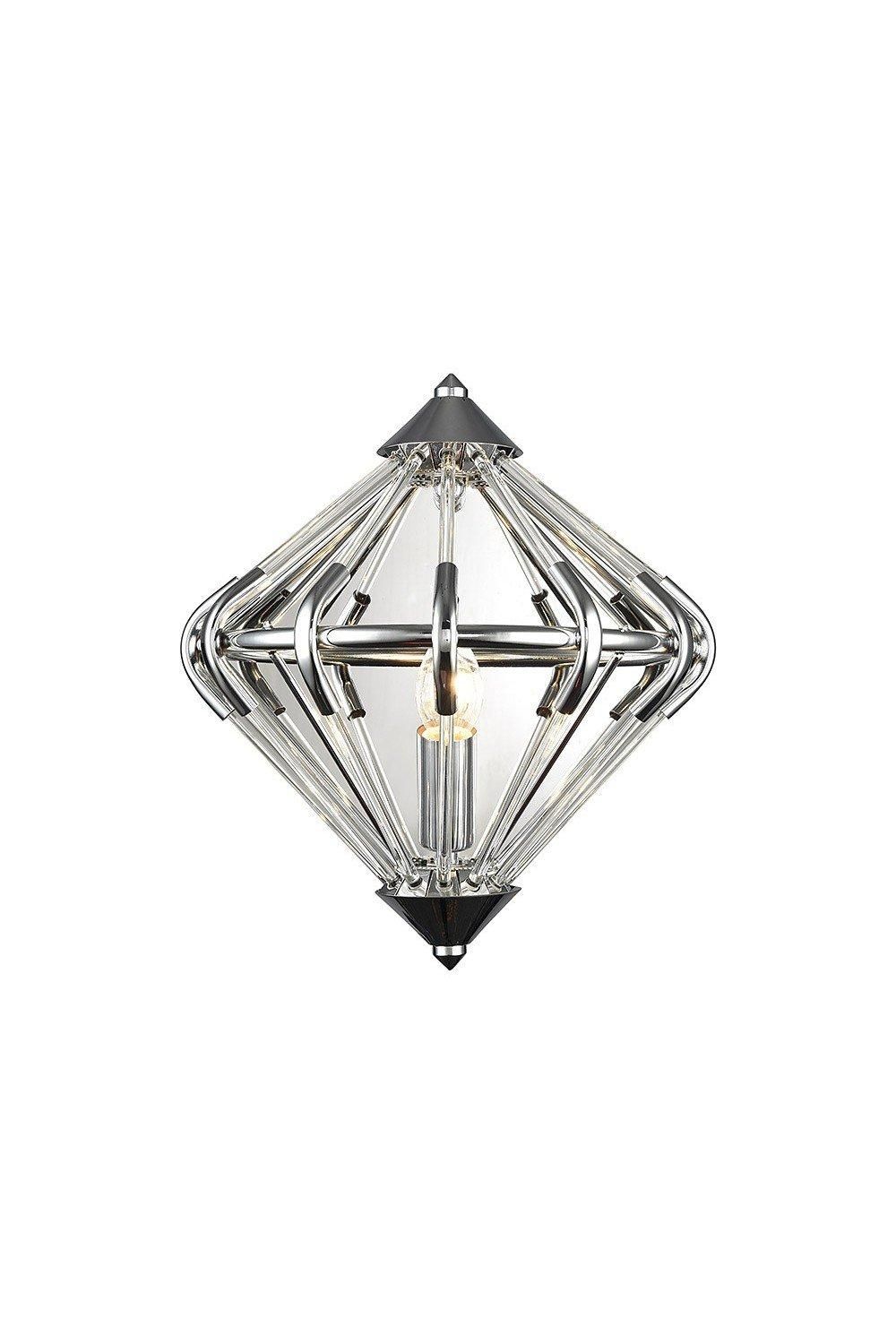 Netlighting Gerda 1 Light Chrome Wall Light in Grey