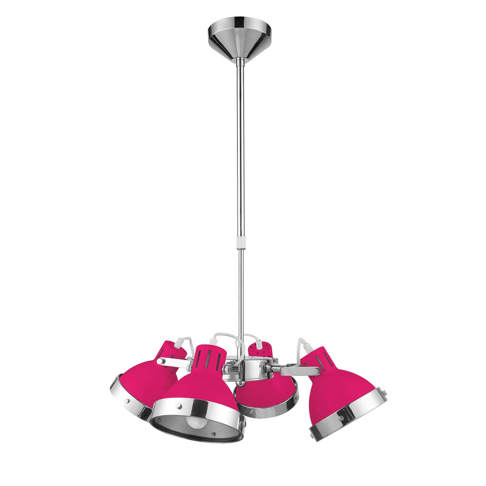 Hot Pink Chrome 4 Shade Pendant Light