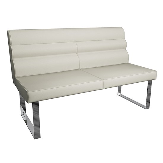 Irvane Faux Leather 140cm Dining Bench With Back In Taupe