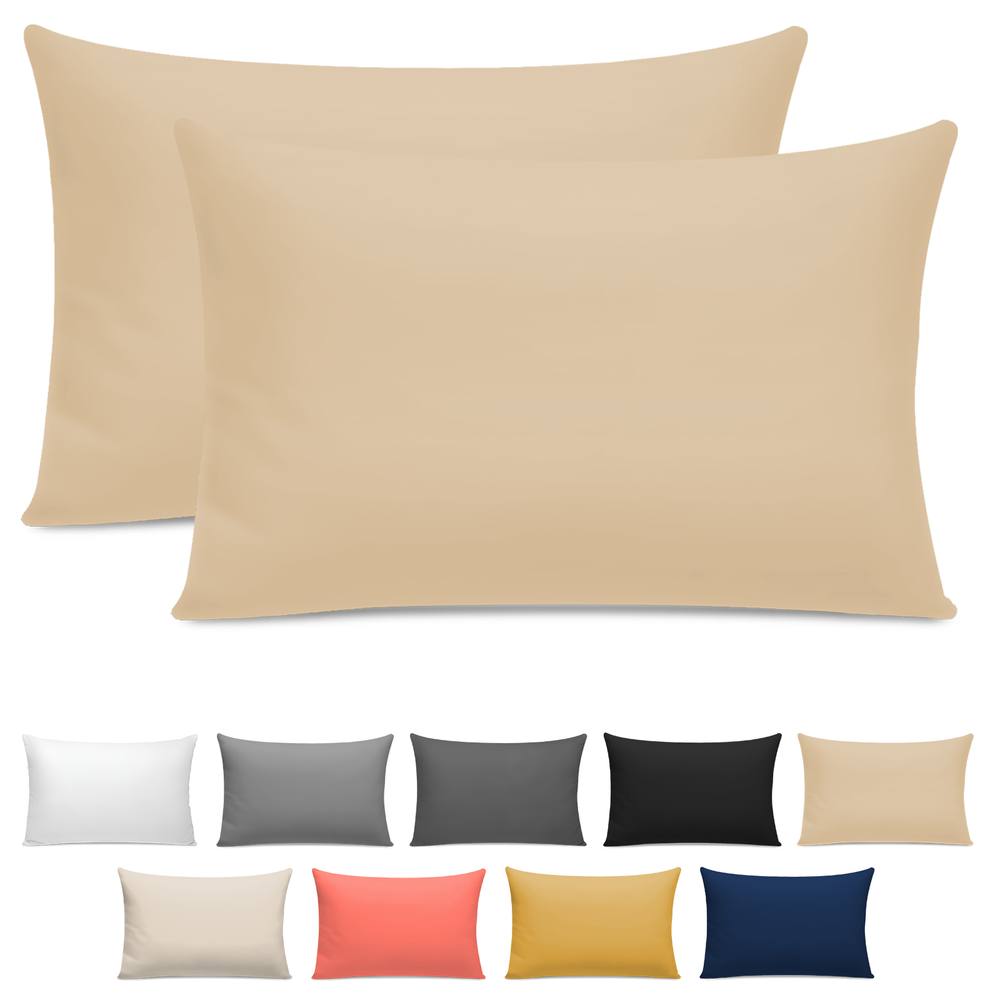 Pamposh 400 Thread Count Egyptian Cotton Pillow Cases 2 Pack in Beige