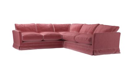 Otto Asym. Crn: LHF 2 Seat w RHF 2.5 Seat in Dusty Rose Cotton Matt Velvet - sofa.com