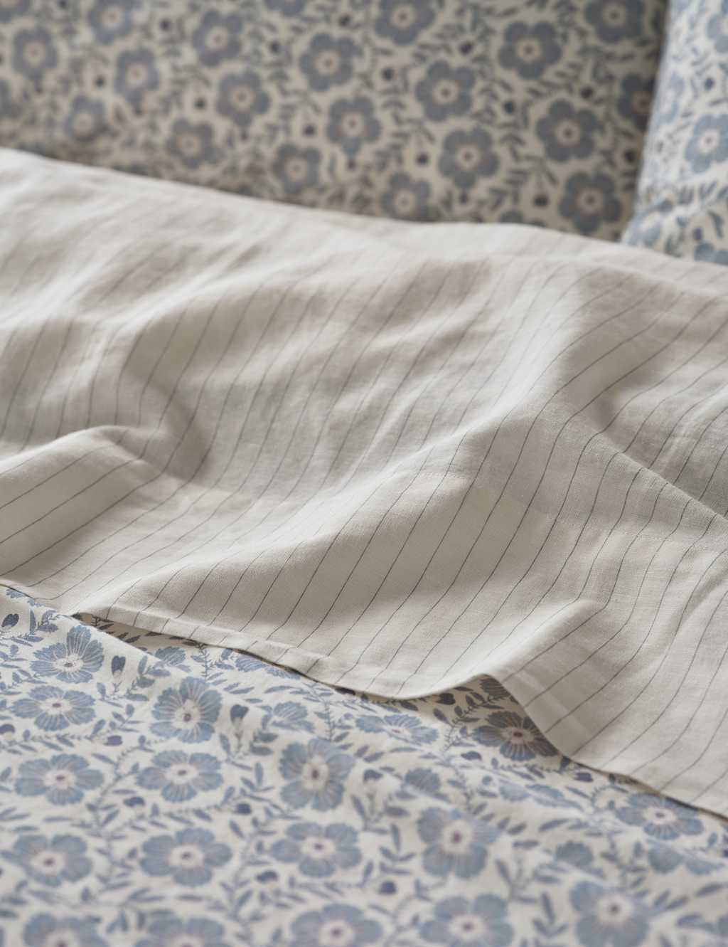 Piglet In Bed Linen Rich Folk Floral Flat Sheet Grey Mix
