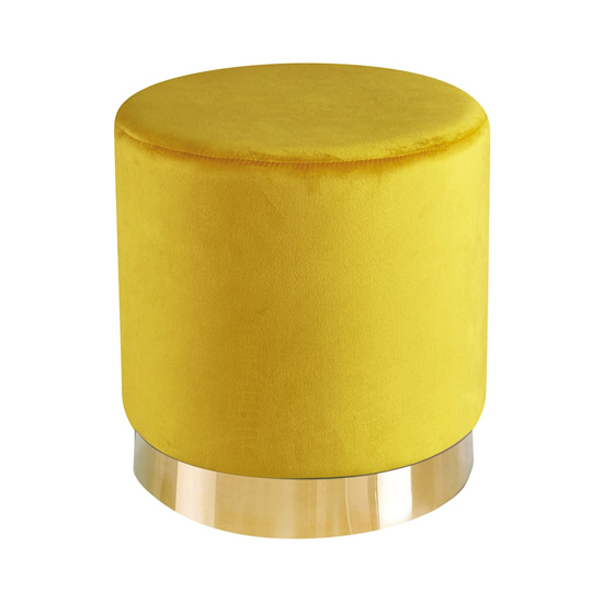 Lara Velvet Pouffe In Yellow