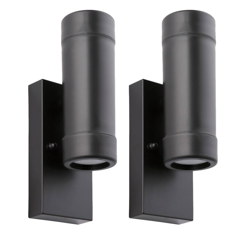 First Choice Lighting Set of 2 Gale - Polypropylene Coastal Dusk Dawn Wall Lights in Black