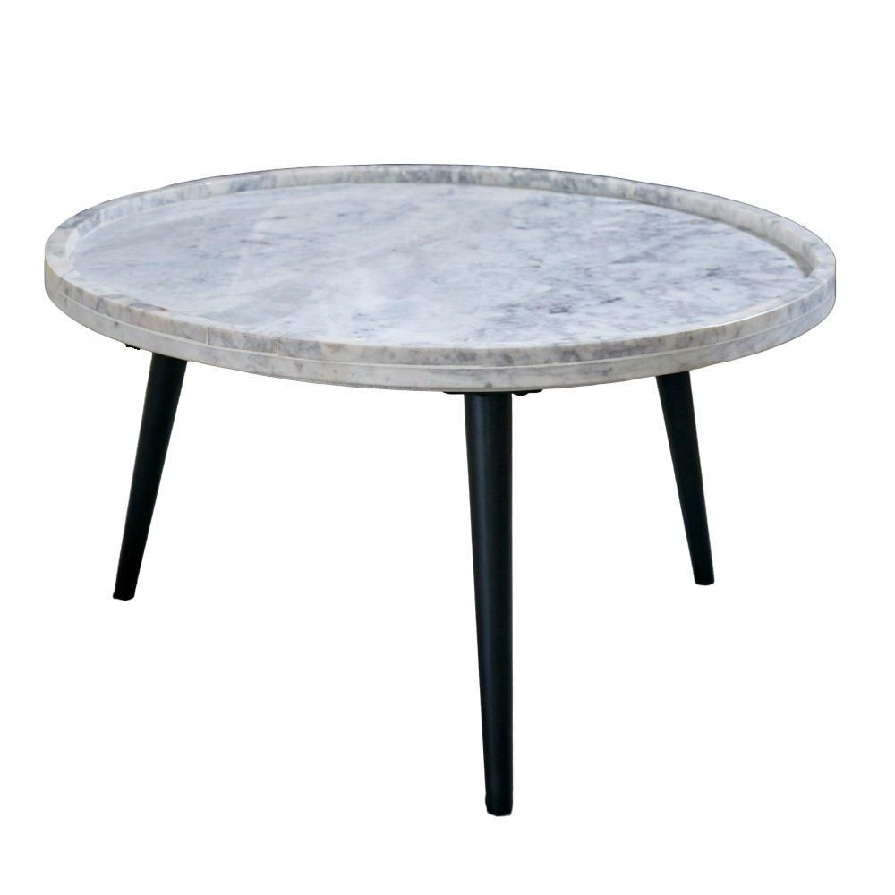 IH Design Tilden Coffee Table With White Marble Top & Metal Legs