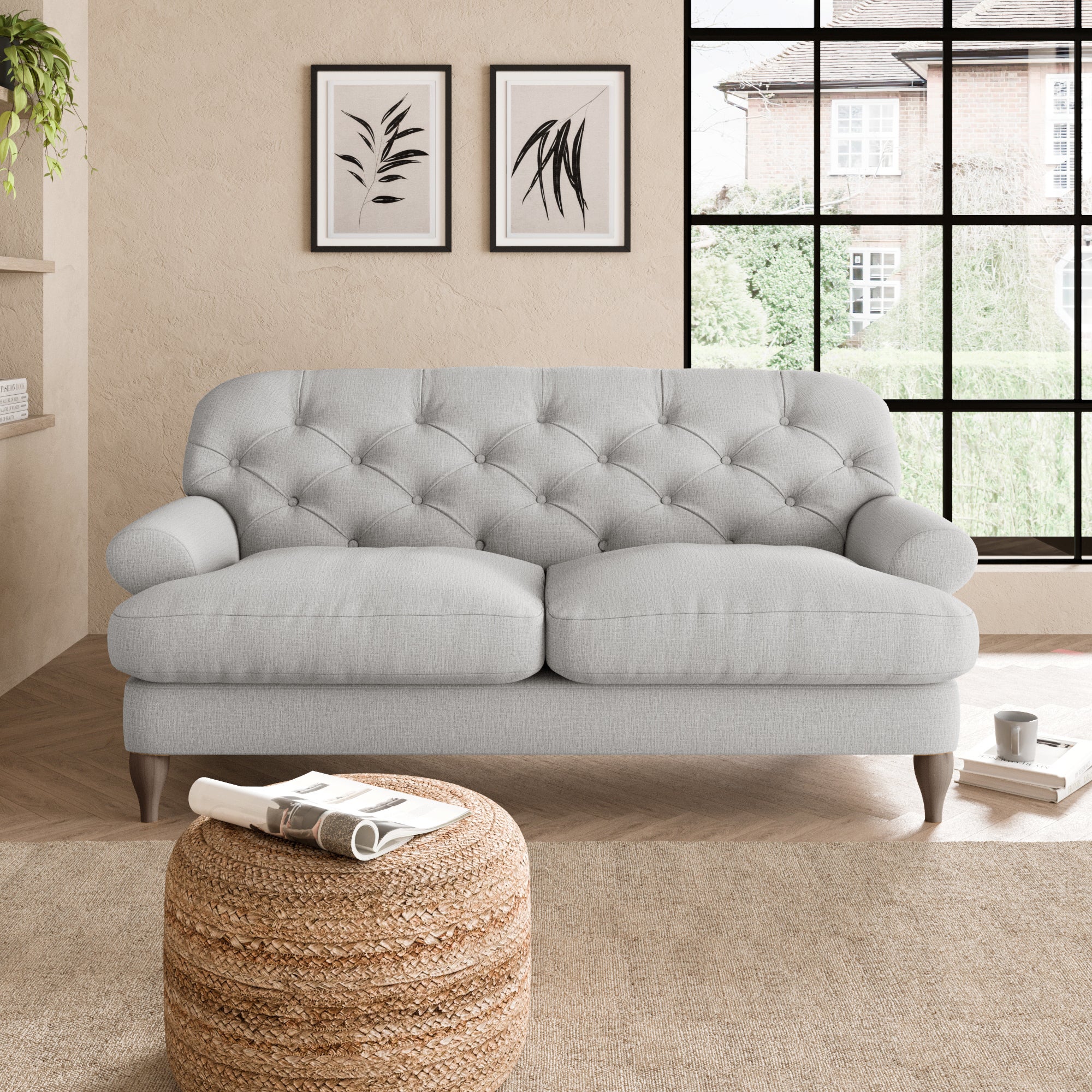Canterbury Textured Weave 2 Seater Sofa Silver