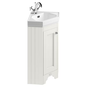 Bayswater Victrion Pointing White Corner Traditional Freestanding Vanity Unit & White Recessed Basin - 595mm