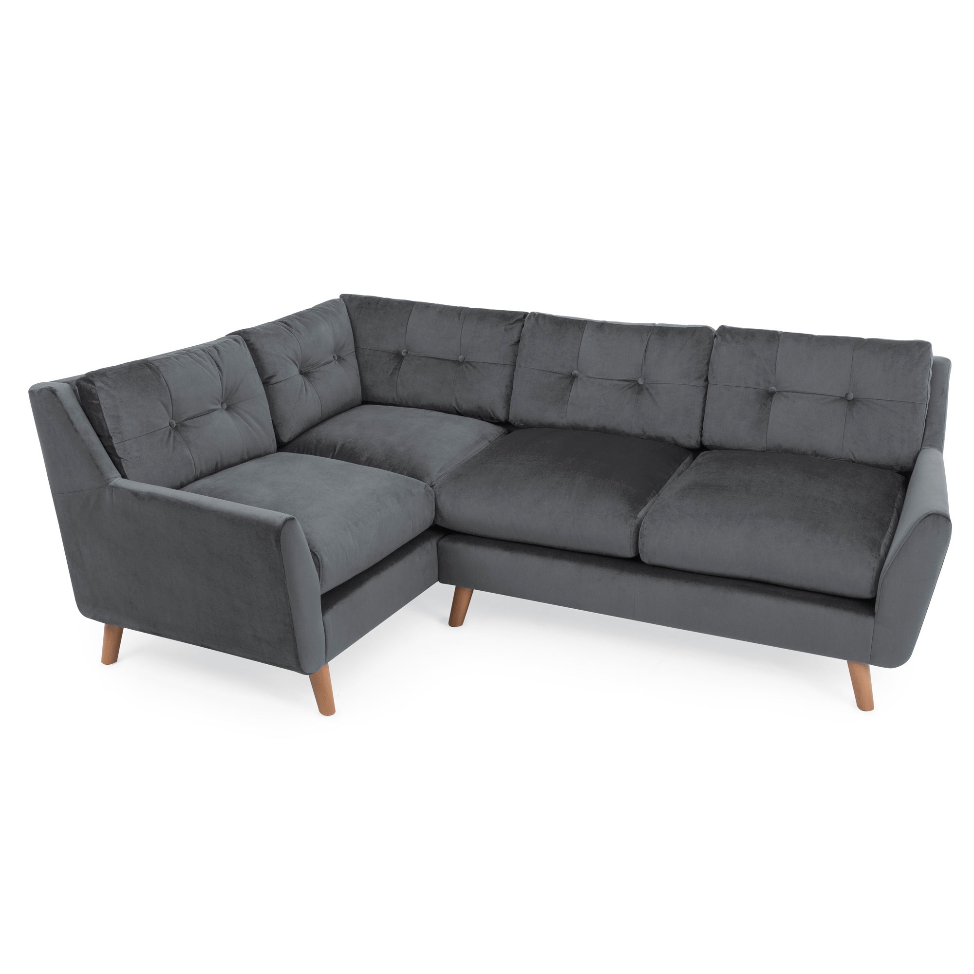 Halston Velvet Corner Sofa Grey