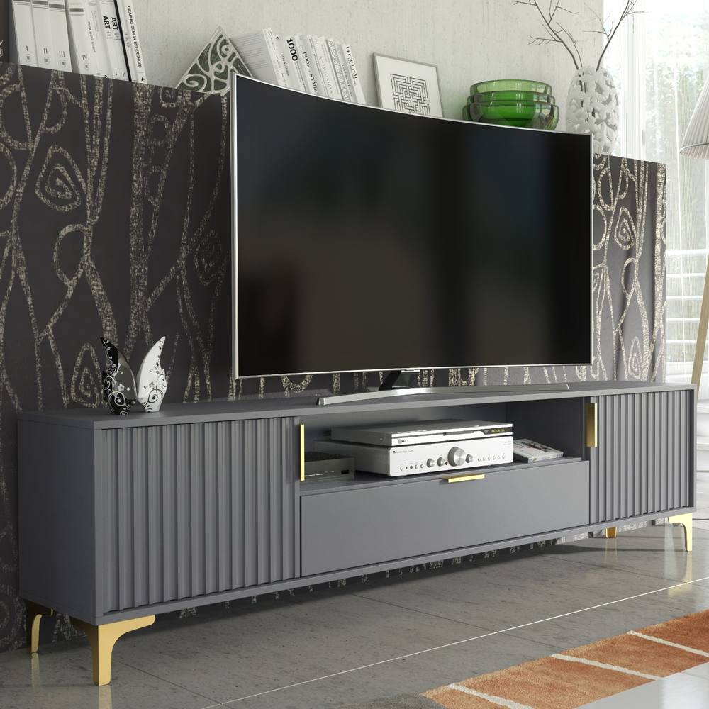 Creative Furniture Tide Crest TV Unit 200cm - Dark Grey & Gold