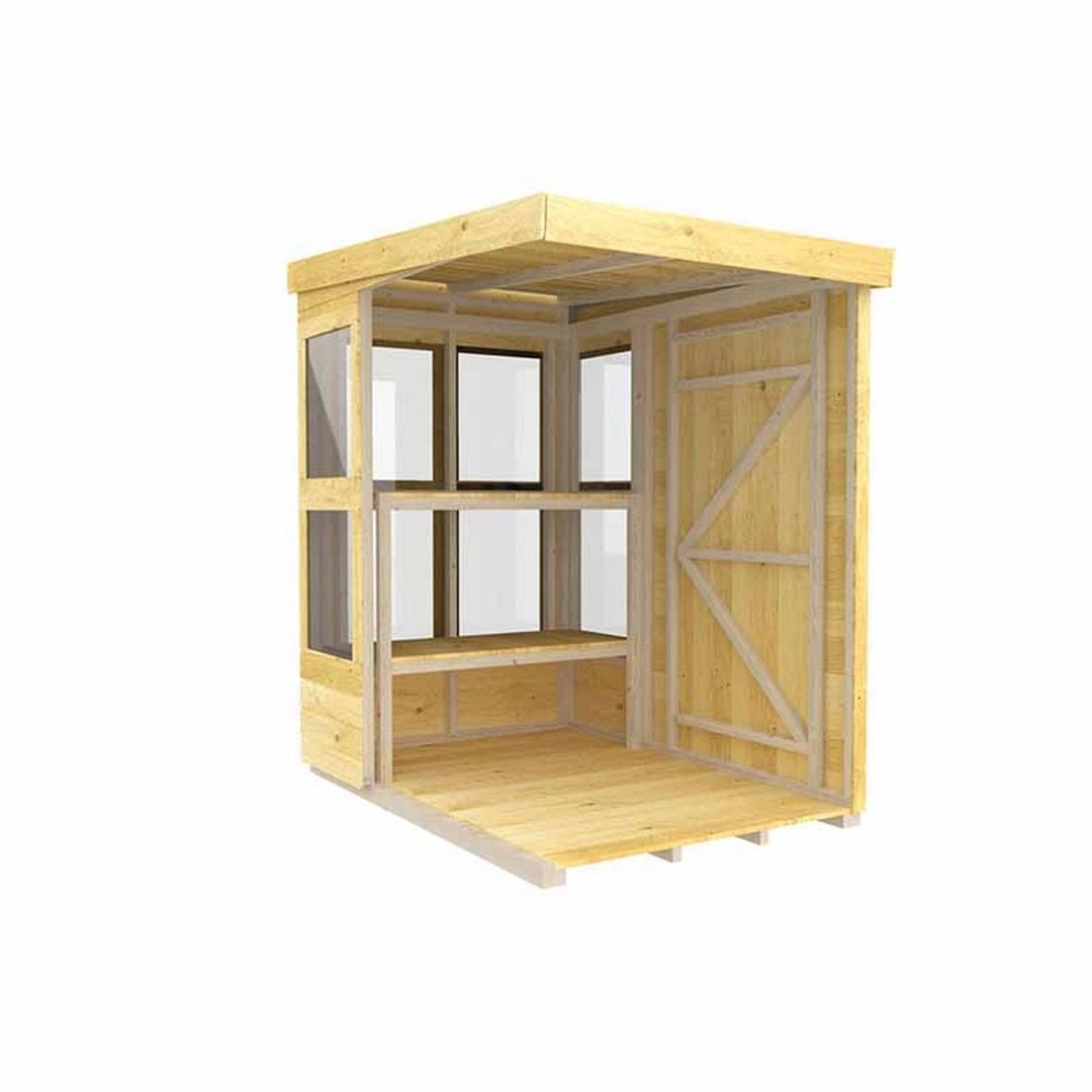 Buttercup Farm 6ft x 4ft Pent Potting Shed - Wood - L118 x W185 x H201 cm in Brown 2