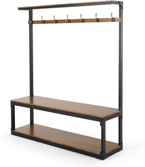 Layne Extra Large Hall Stand, Mango Wood and Black Metal