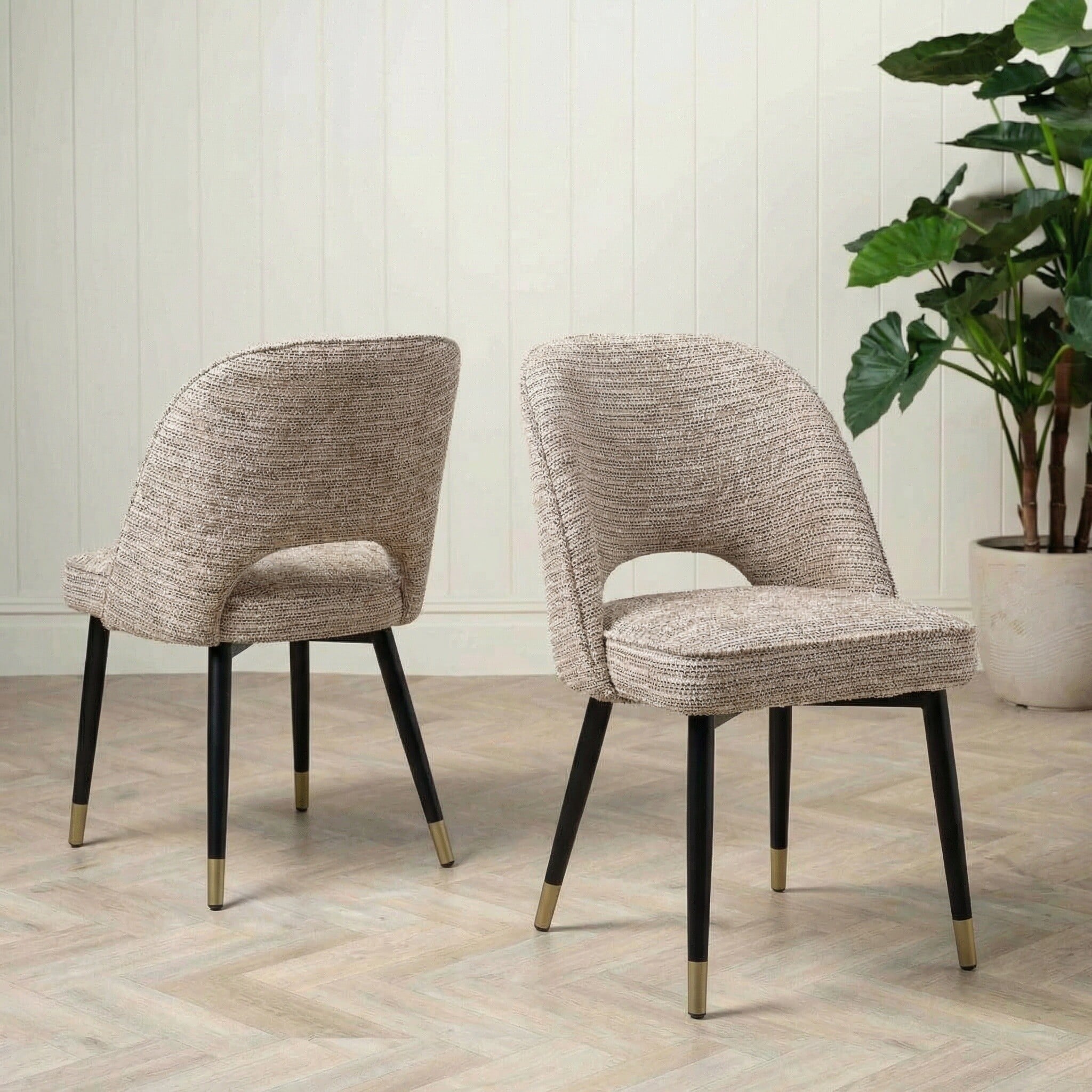 Eichholtz Cliff Dining Chair Made Beige Set of 2, Neutral Fabric | Barker & Stonehouse