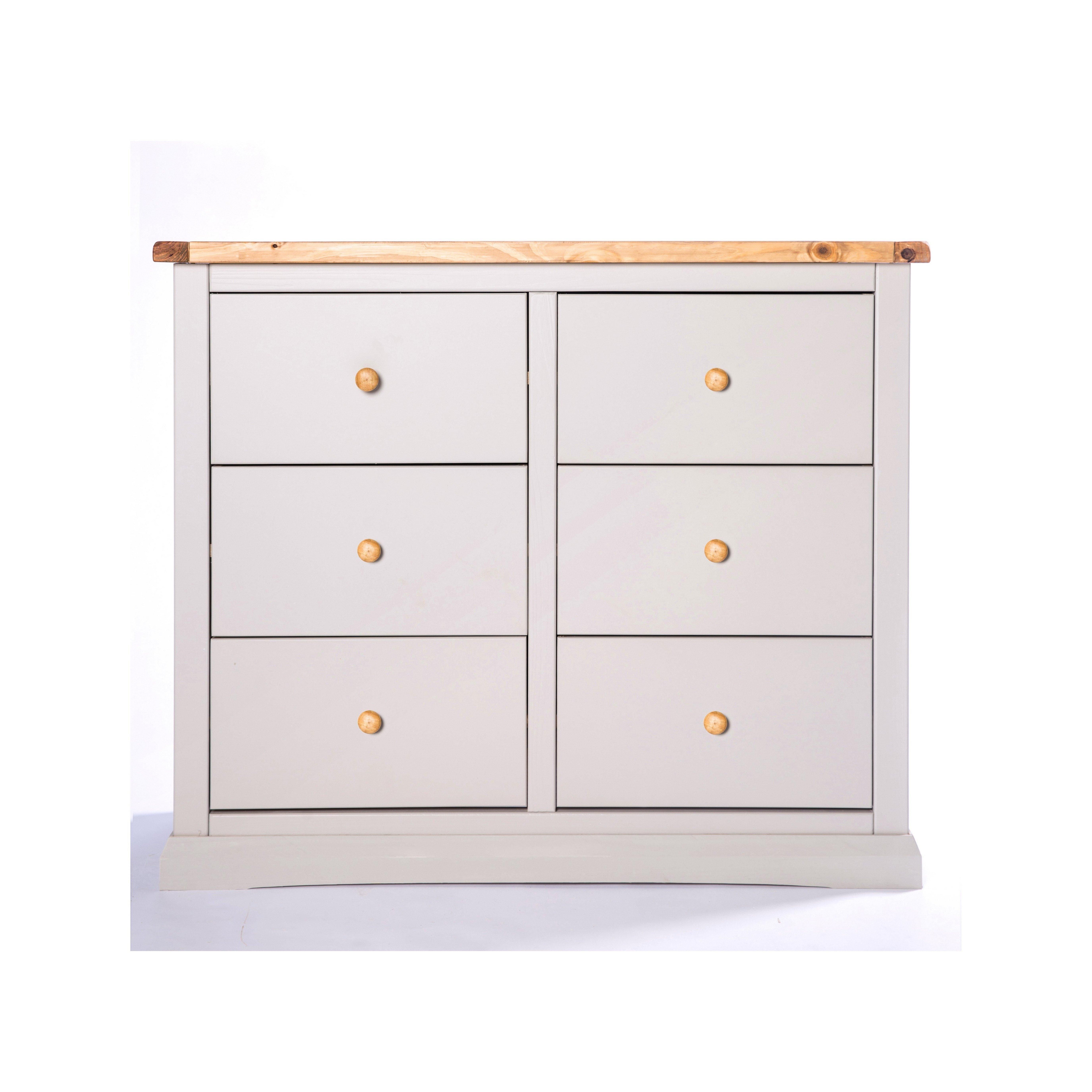 Cabinet Bits Loreo 6 Drawer Chest of Drawers Wood Knob in Light Grey