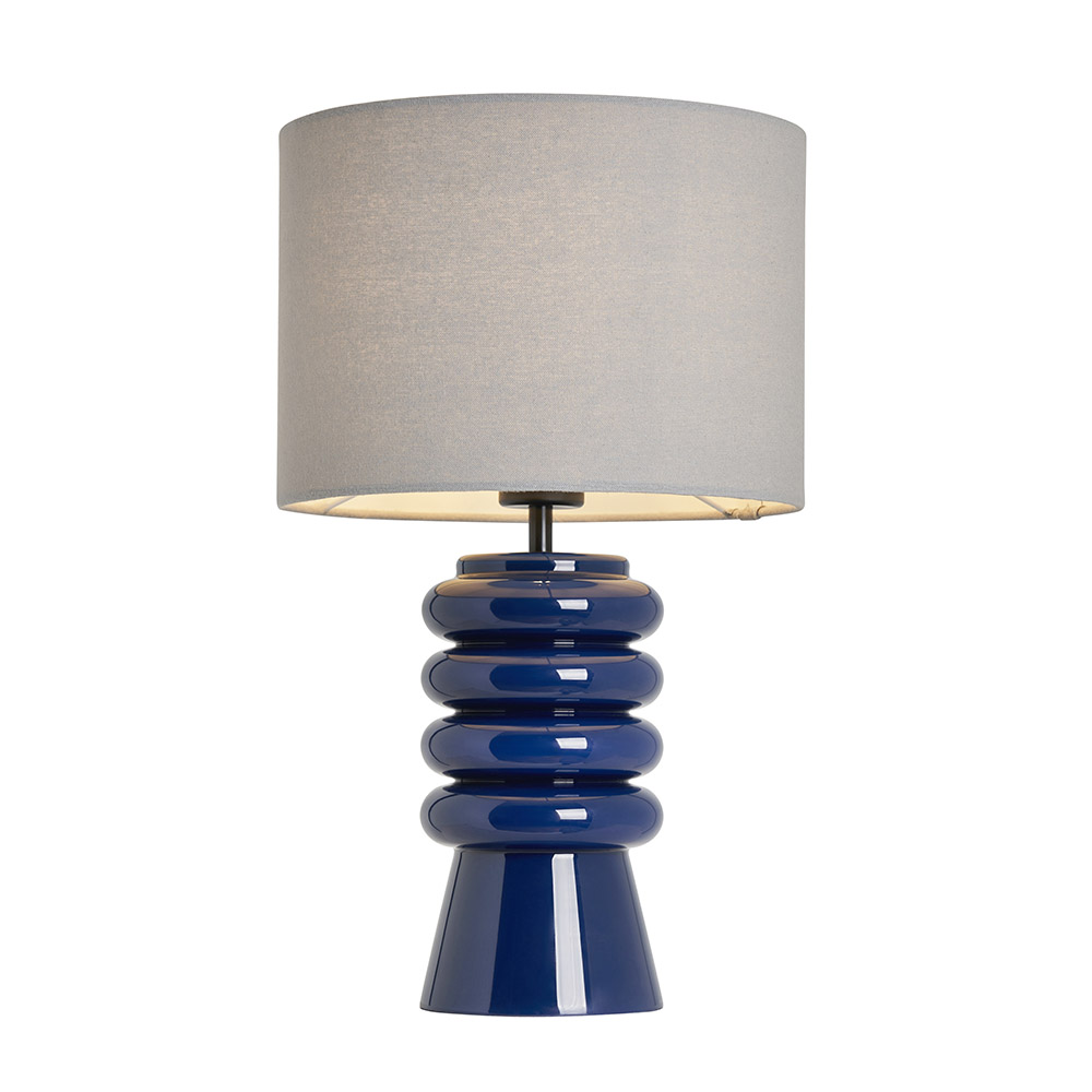 Rahya Ribbed Glass Table Lamp, Blue