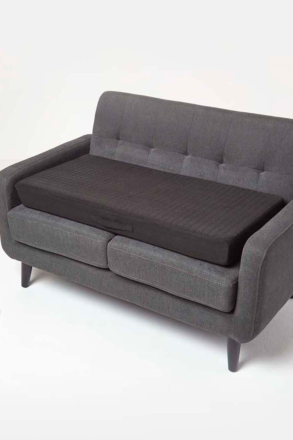 Homescapes Suede Orthopaedic Foam 2 Seater Booster Cushion in Black
